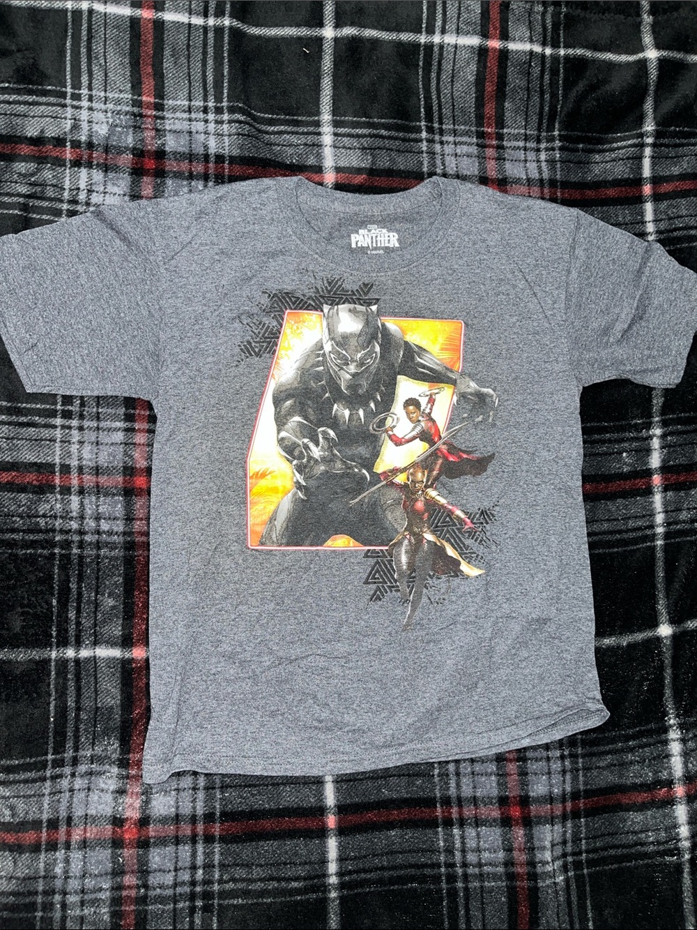 Marvel Black Panther Tee - Gray with Yellow and Red Accents